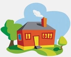 Clip art of the house on a hill