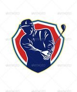 GraphicRiver Golfer Swing Club Playing Golf Retro 6138383