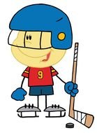 cartoon hockey player as illustration