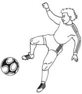 black and white picture of a soccer player with a ball for coloring