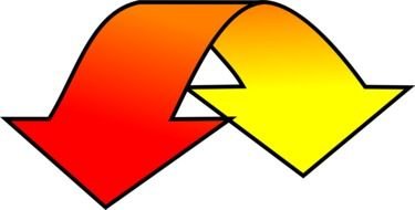 curved red-yellow arrow