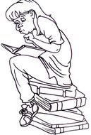 Clip art of Scared Girl is reading