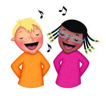 Boy And Girl Singing drawing