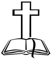 painted white cross and open book