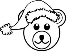 cartoon bear head in christmas hat