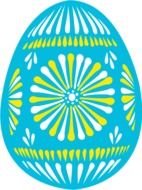 Beautiful blue,white and yellow Easter Egg clipart