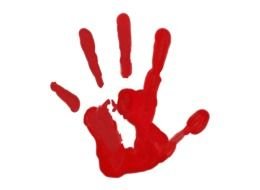 red and white Child Handprint, Clip Art