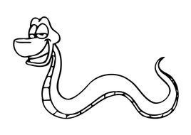 Black and white drawing of the smiling snake clipart