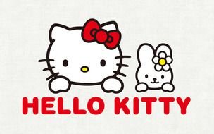 hello kitty with a drawing of a kitten and a hare