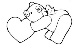 black and white picture of a bear with a heart