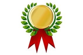 golden Award with red Ribbon