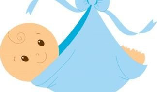 painted newborn in a blue diaper with a bow