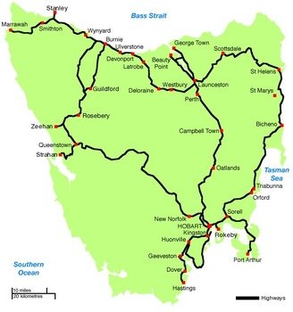 Tasmania Road Map free image download