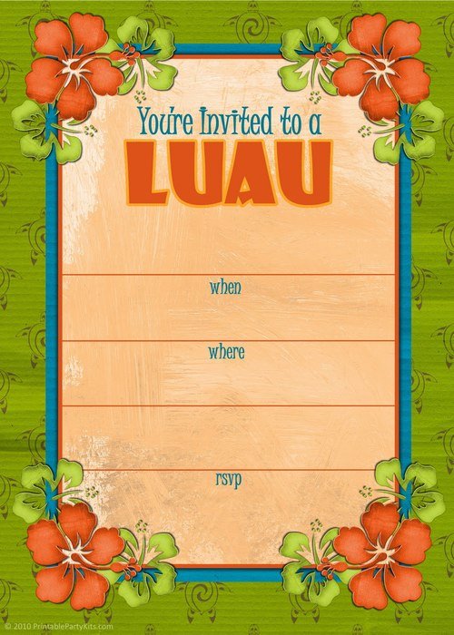 Luau Party Invitation Templates as a graphic illustration