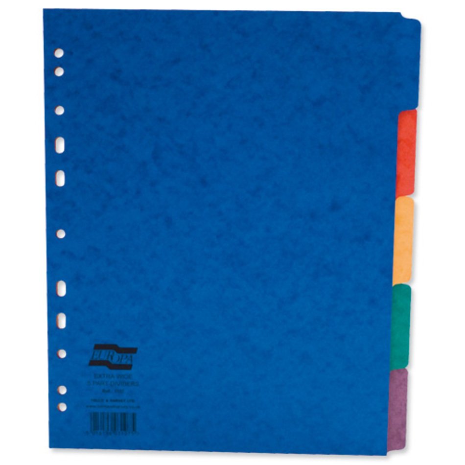 300gsm Europunched 5 Part A4 Wide Assorted Ref 3107Z Pack 25