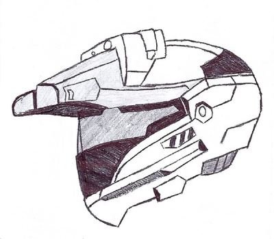 Halo Helmet, black and white Drawing