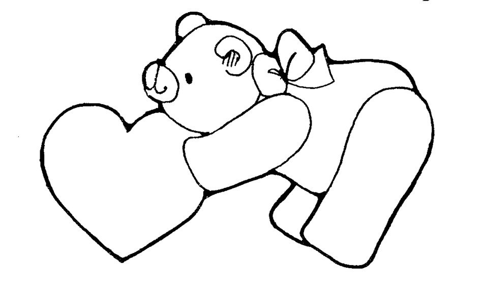 black and white picture of a bear with a heart