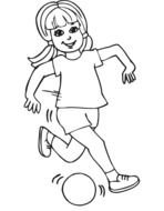 coloring page with a girl playing ball