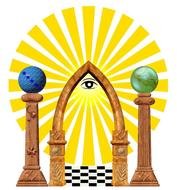 painted masonic arch on the background of the sun