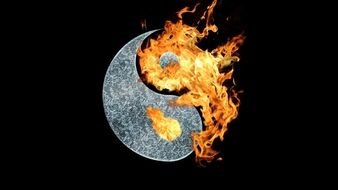 Clip art of burning Yin Yang Symbol
