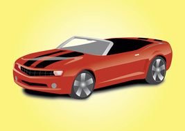 painted red convertible on a yellow background