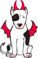 dog in devil costume