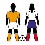 male and female Soccer players, silhouette