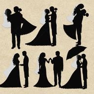 Bride And Groom Silhouette set drawing