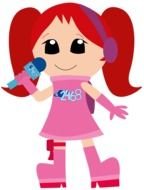 cartoon girl with a microphone