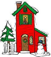 Colorful hut with the snow clipart