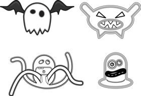 black and white pictures of monsters