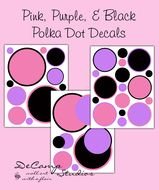 Pink And Black Polka Dot Wall drawing