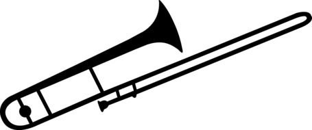 drawn black trombone on a white background