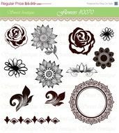 12 Flowers Calligraphy Clip Art Clipart DIY Wedding Invitation Designs
