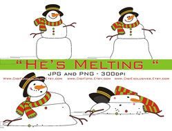 Melting Snowman Clip Art drawing