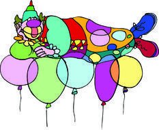 Cartoon Clown With Balloons drawing