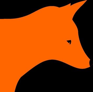 Orange fox head on the black background clipart