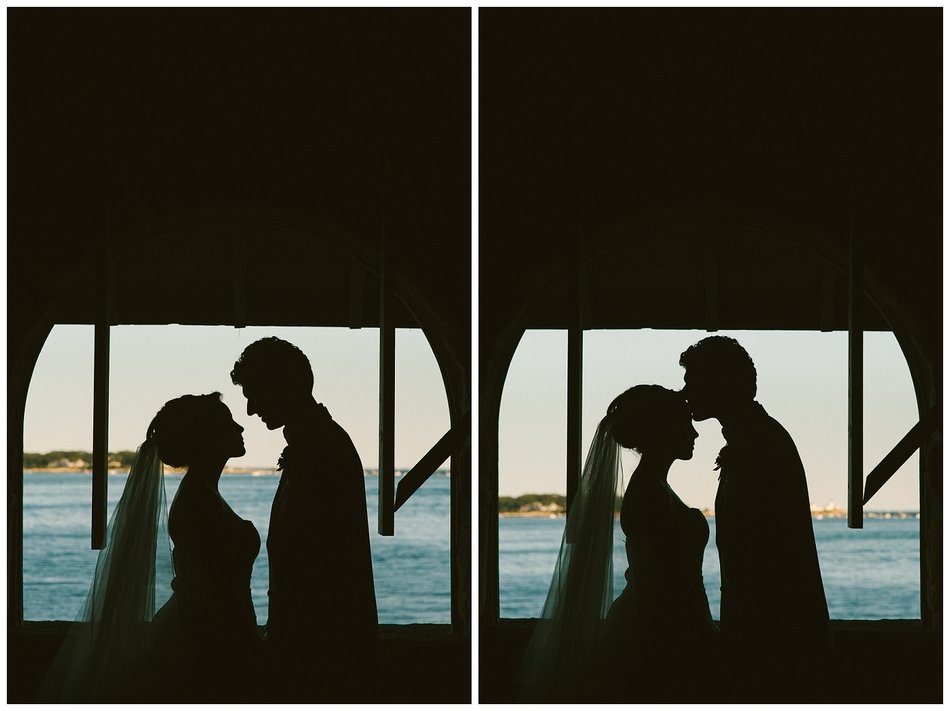 silhouettes of the newlyweds as a graphic image