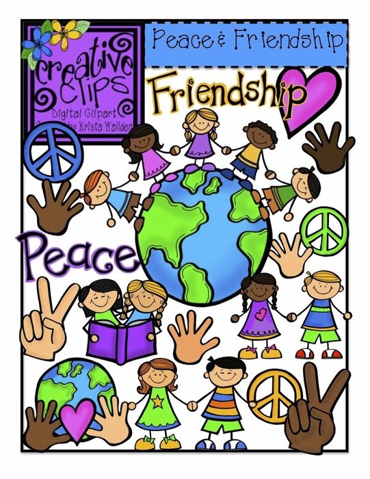 clipart with children around the globe
