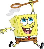 funny spongebob with a net as a picture for clipart