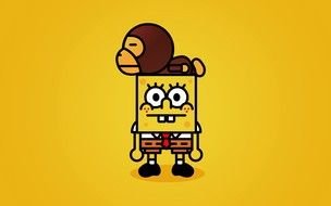 Funny Spongebob with ape on head