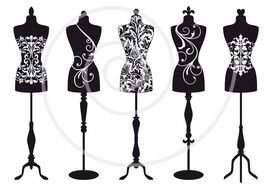 Vintage Dress Form Clip Art N5