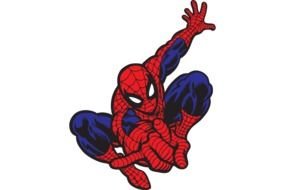 Spider Man pointing straight