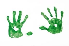 two green handprints