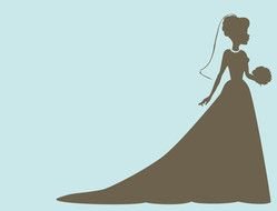 gray bride silhouette on blue background