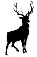 black silhouette of a deer with horns as a picture for clipart