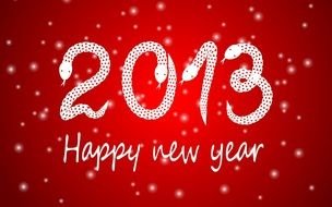 Happy new year 2013 lettering on red background