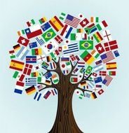 tree with flags