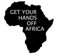 Africa silhouette and inscription Take your hands off Africa