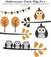 Halloween Owls Clip Art Birds Digital Fall By OneCityOwlDesigns